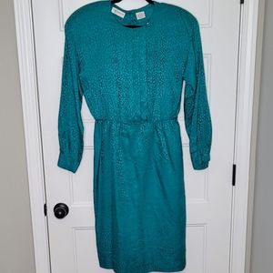 Women's Vintage Liz Claiborne 100% Silk Long Sleeve Dress